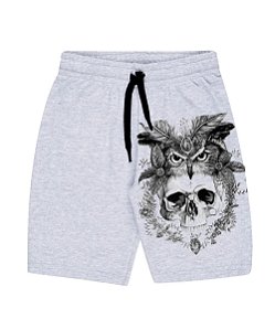Bermuda Masculina de Moletom | Caveira Mexicana Coruja