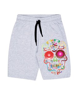 Bermuda Masculina de Moletom | Caveira Mexicana Neon