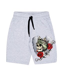 Bermuda Masculina de Moletom | Caveira Rainha Com Asas