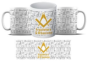 Caneca Personalizada - Curso Arquitetura e Urbanismo - Projetos arquitetonicos e simbolo MD01