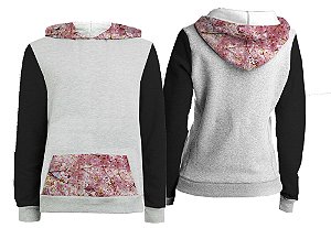 Casaco Canguru - Capuz e Bolsos Estampados. Galhos