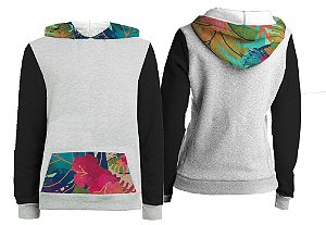 Casaco Canguru - Capuz e Bolsos Estampados. Folhas 2