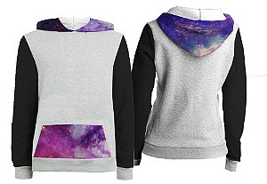 Casaco Canguru - Capuz e Bolsos Estampados. Galáxia 2