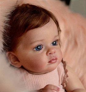 Boneca reborn bebe real lara 55cm com acessorios toda em silicone olhos  azuis