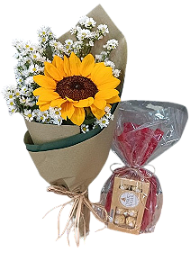 Presente Girassol & Ferrero Rocher