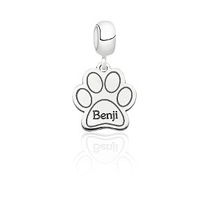 Berloque Personalizado Pata de Cachorro com Nome | Prata