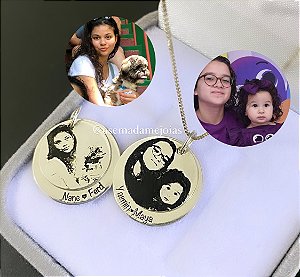 Colar pingente duplo com foto • Prata 925