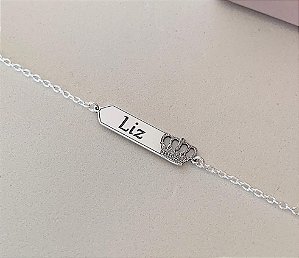 Pulseira infantil coroa detalhada • Prata 925