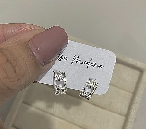 Argola cravejada coração vazado Prata 925