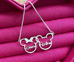 Colar Minnie&Mickey duplo Disney Prata 925