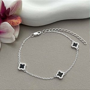 Pulseira trevo cravejada Prata 925