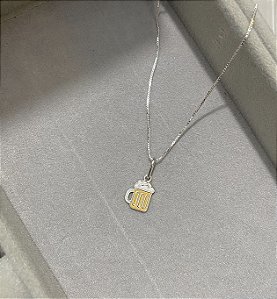 Colar caneca de cerveja Prata 925