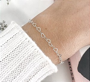 Pulseira elo coração Prata 925