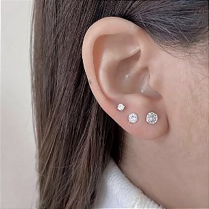 Trio zircônia redondo Prata 925