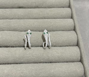 Brinco serpente cravejada Prata 925