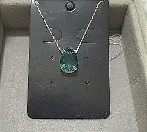 Colar gota pedra verde Prata 925