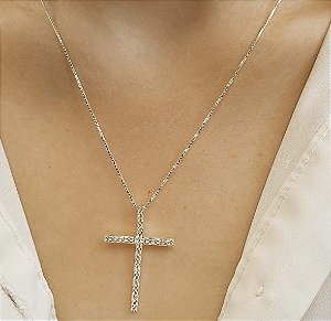 Colar cruz cravejada Prata 925