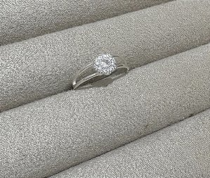 Anel flor cravejada Prata 925