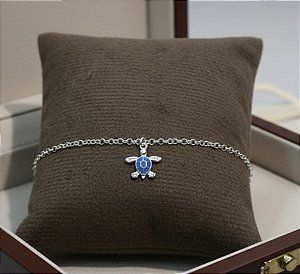 Pulseira tartaruga azul elo português Prata 925