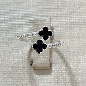 Anel trevo duplo zircônia Prata 925