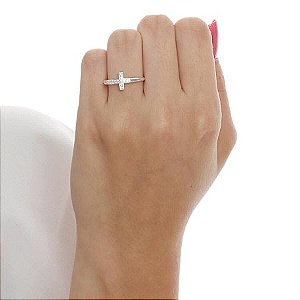 Anel cruz cravejada Prata 925