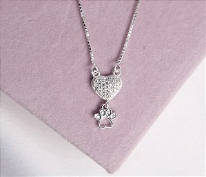 Colar Pet patinha cravejada Prata 925