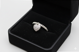 Anel pingente coração Prata 925