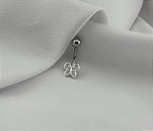 Piercing umbigo borboleta cravejada Prata 925