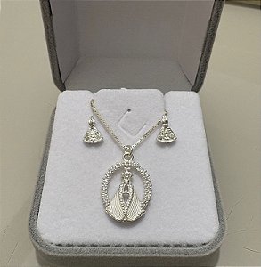 Conjunto Nossa Senhora Aparecida Prata 925