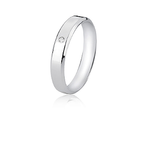 Aliança com pedra 4mm chanfrada Prata 925