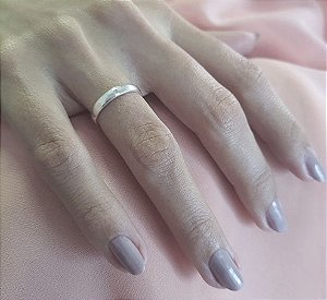 Aliança abaulada polida com pedra 3mm Prata 925