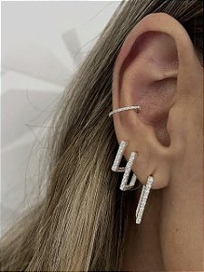 Trio argolas retangular Prata 925
