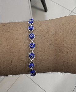 Pulseira olho grego trabalhado azul Prata 925