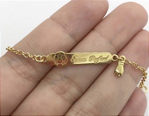 Pulseira chapinha com figa banho de ouro
