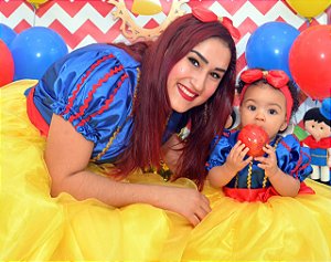 vestido tal mae tal filha branca de neve luxo