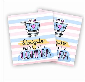 100 Unidades Mini Cartão  5x4,5cm - Obrigada pela Compra