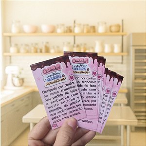 Cartão de Agradecimento para Confeitaria 9x5cm – Papel Couchê Brilho 250g com Proteção UV