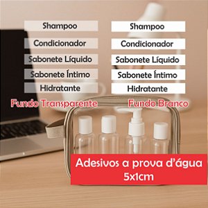 Kit 5 Etiquetas para Nécessaire – Adesivos Vinil 5x1cm à Prova d’Água
