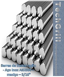 Barra de sustentação de espetos e grelhas - INOX AISI404 - Maciço