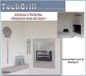 Conjunto Area de Lazer - churrasqueira e forno - Limpeza e Revitalização