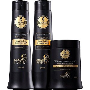 Kit Haskell Cavalo Forte Shampoo 500ml, Condicionador 500ml e Máscara 500gr