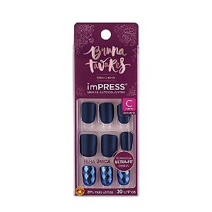 Unhas Kiss Impress Bruna Tavares Navy Diamond BIPA510BR