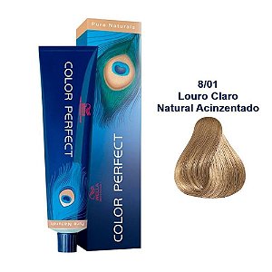 Coloração Wella Color Perfect 8/01 Louro Claro Natural Acinzentado