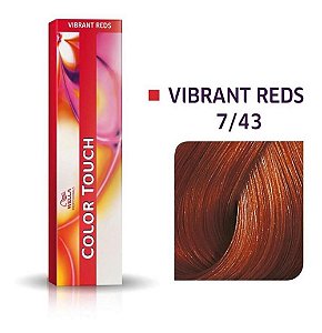 Tonalizante Wella Color Touch Vibrant Reds 7/43 60g Louro Médio Vermelho Dourado