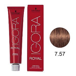 Coloração Schwarzkopf Igora 7-57 Louro Médio Dourado Cobre