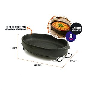 Assadeira De Barro Preto Capixaba Oval 30x20x6 CM