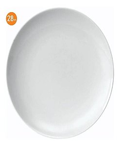12 Prato Raso Refeição Almoço Coup 28 Cm Porcelana Branca