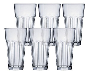 Copo De Água - Copo De Vidro Suco Tubo Long Drink 425ml 6pcs