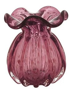 Vaso De Vidro Italy Purpura E Rose 11,5 X 13 Cm