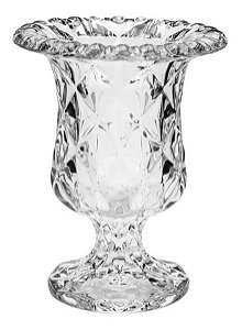 Vaso Decoração C/ Pé Flores Arranjos Diamond Vidro 4371